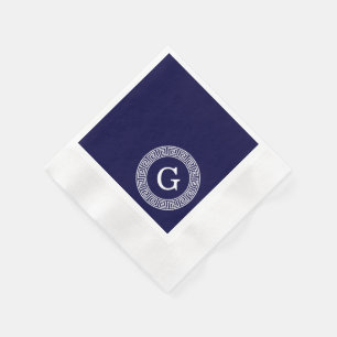 Serviette En Papier Monogramme principal grec blanc d'initiale de