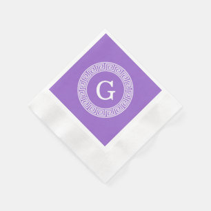 Serviette En Papier Monogramme principal grec blanc d'initiale de