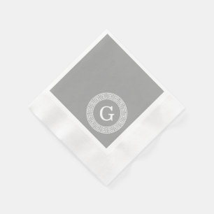 Serviette En Papier Monogramme principal grec blanc gris-foncé