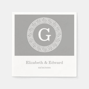 Serviette En Papier Monogramme principal grec blanc gris-foncé