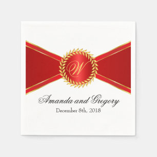 Serviette En Papier Monogramme Red Elegance