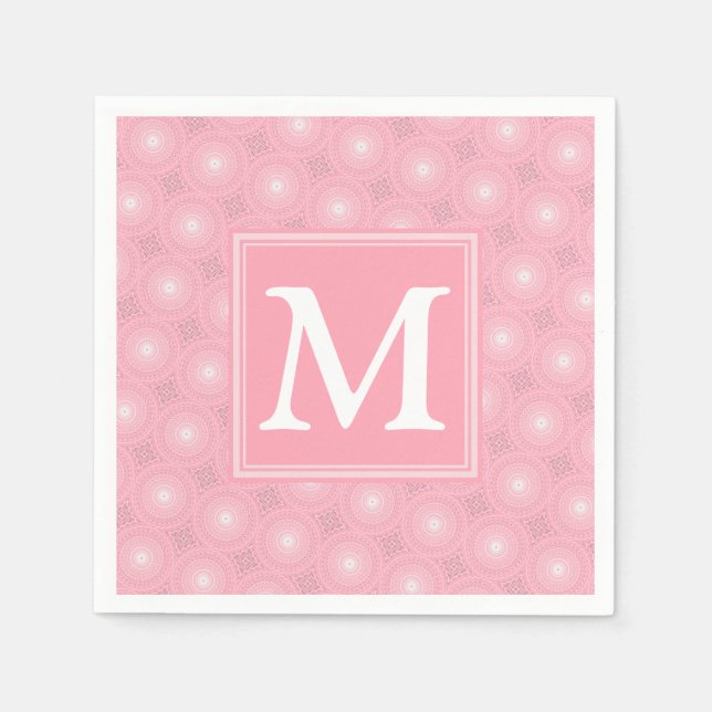 Serviette En Papier Monogramme rose cercles motif (Devant)