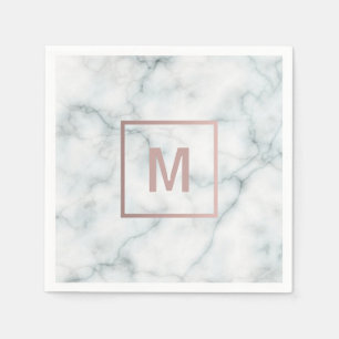 Serviette En Papier Monogramme rose en or sur marbre