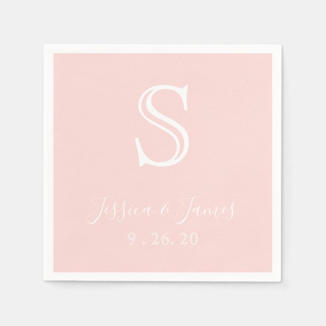 Serviette En Papier Monogramme rose pâle Rose or (Devant)