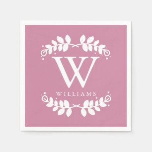 Serviette En Papier Monogramme rose Rose antique