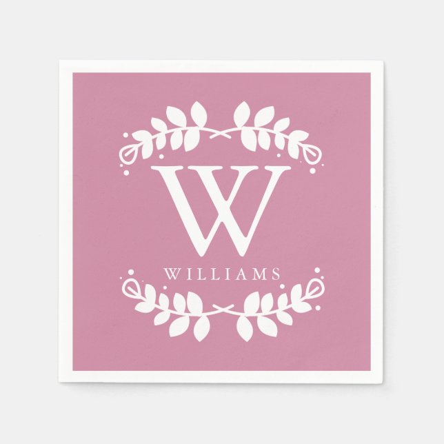 Serviette En Papier Monogramme rose Rose antique (Devant)