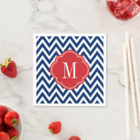 Monogramme rouge blanc et bleu Chevron