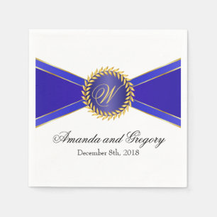 Serviette En Papier Monogramme Royal Blue Elegance