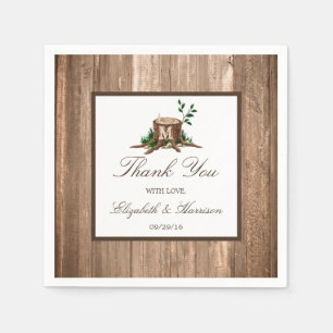 Serviette En Papier Monogramme rustique du pays Arbre et Mariage de bo