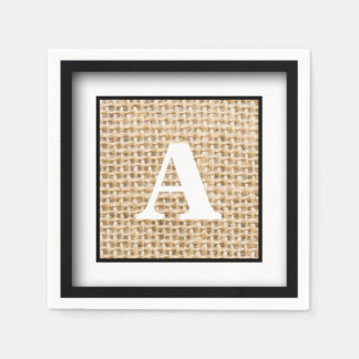 Serviette En Papier Monogramme Rustique Mariage Burlap encadré