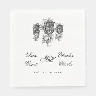 Serviette En Papier Monogramme SCC du cru trois épousant les