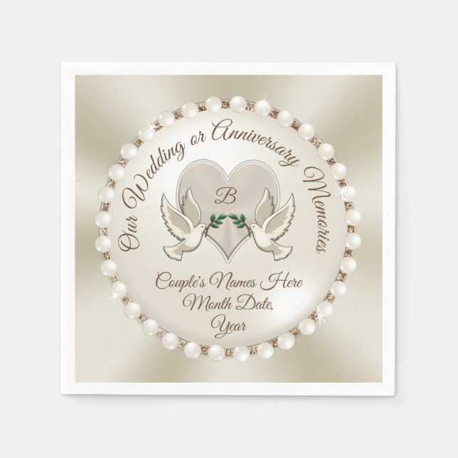 Serviette En Papier Monogramme, Serviettes Mariage personnalisées (Devant)