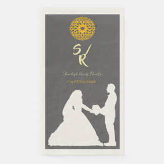 Serviette En Papier Monogramme Silhouette Personnalisé de Couple de Ma