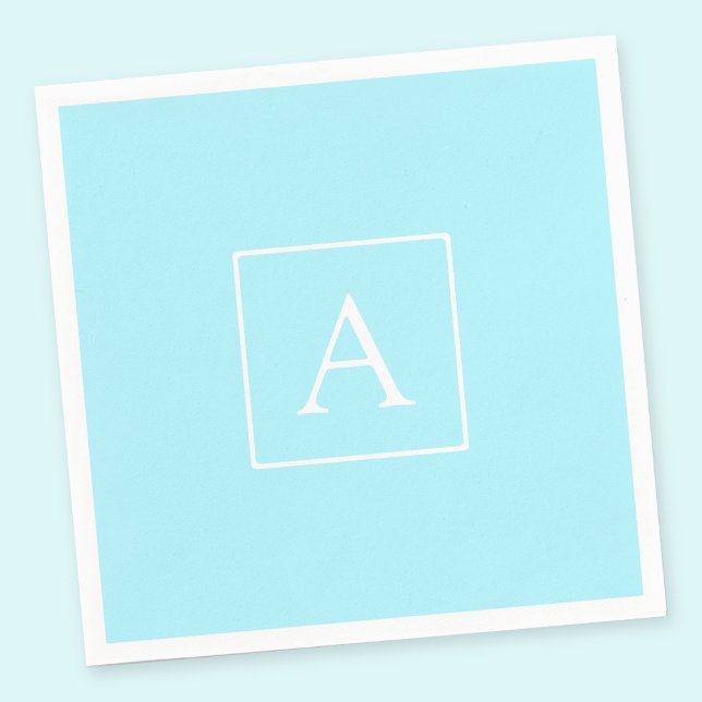 Serviette En Papier Monogramme simple bleu ciel (Créateur téléchargé)
