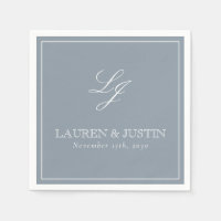 Monogramme simple Dusty Blue élégant Mariage de sc