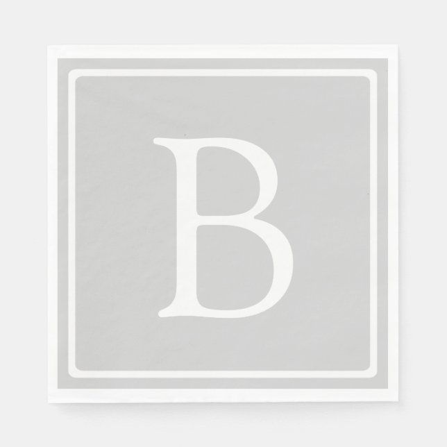 Serviette En Papier Monogramme simple gris clair (Devant)