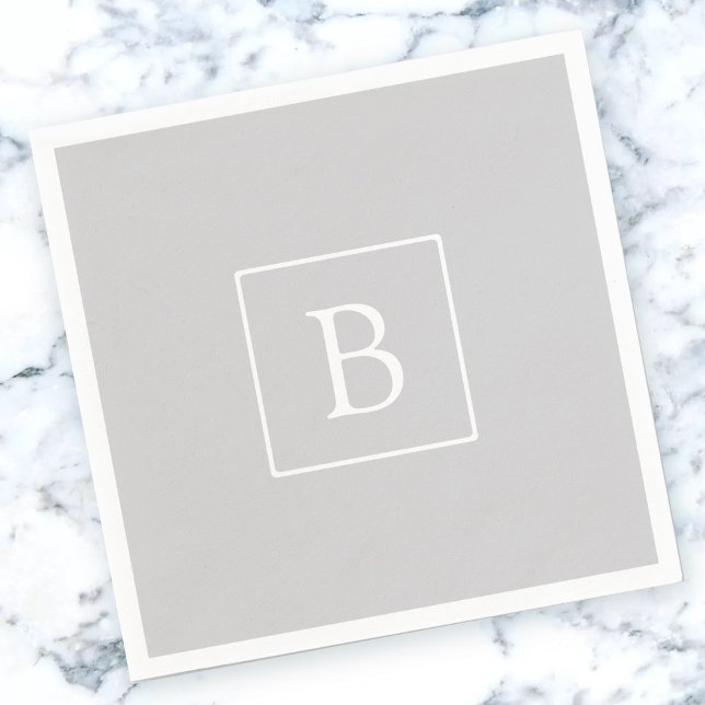 Serviette En Papier Monogramme simple gris clair (Créateur téléchargé)