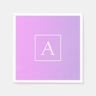Serviette En Papier Monogramme simple Ombre subtil rose/violet