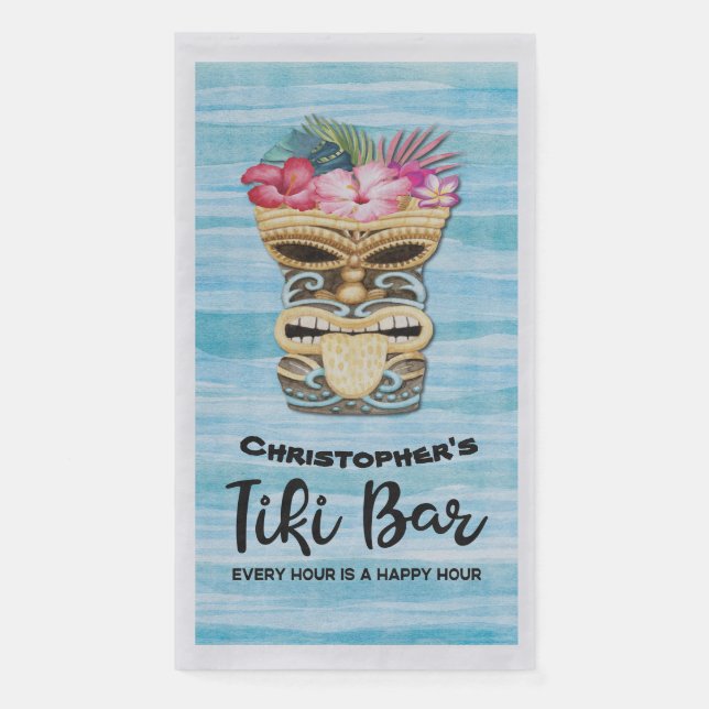 Serviette En Papier Monogramme Summer Beach Tiki Bar Party (Devant)