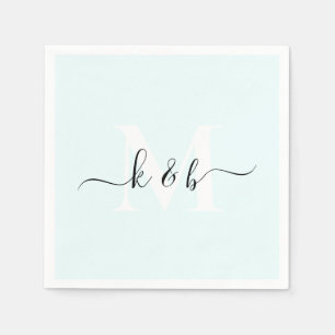 Serviette En Papier Monogramme Swash Script Ice Blue Cocktail