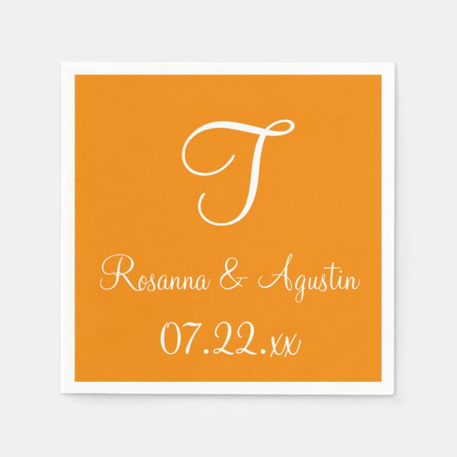 Serviette En Papier Monogramme Tangerine Cool couleur coordonnées serv (Devant)