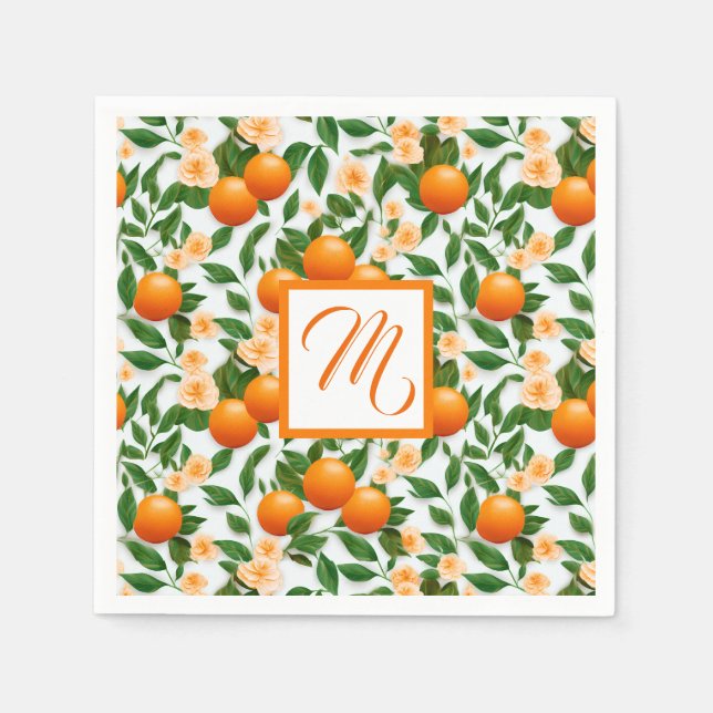 Serviette En Papier Monogramme Valencia Orange Blossom (Devant)