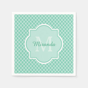 Serviette En Papier Monogramme vert en bon état élégant de Quatrefo