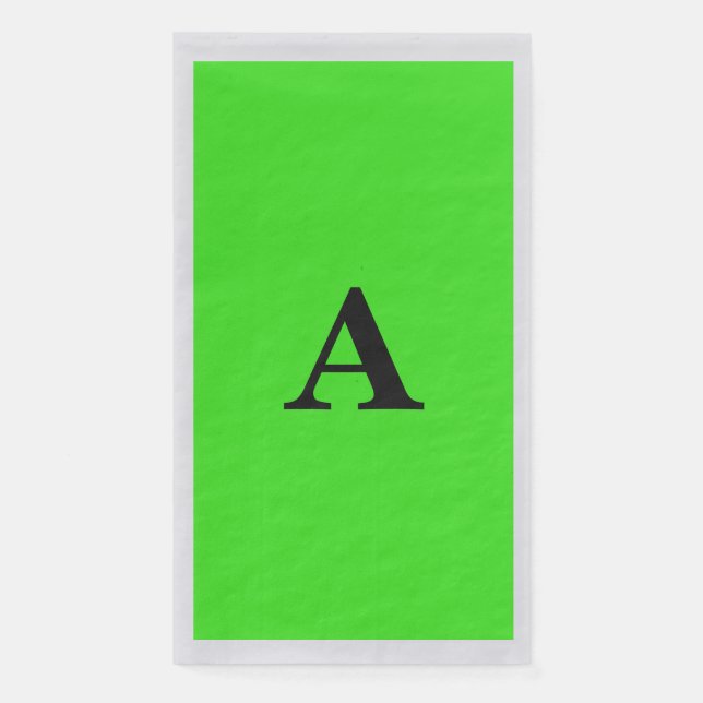 Serviette En Papier Monogramme vert néon initial blanc personnalisé ar (Devant)