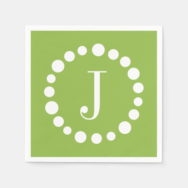 Serviette En Papier Monogramme vert Personnaliser J Papier initial ser (Devant)
