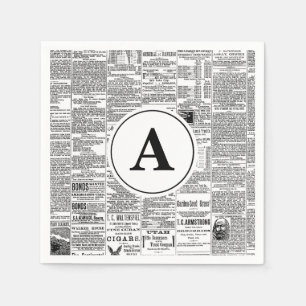 Serviette En Papier Monogramme Vintage du journal antique
