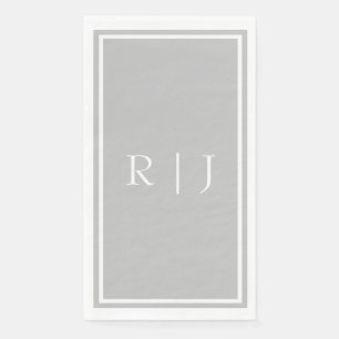 Serviette En Papier Monogrammes Gris Gris Blanc Élégant Tendance Maria