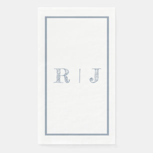 Serviette En Papier Monogrammes Initiales Dusty Blue Mariage moderne