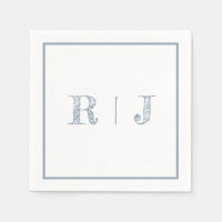 Monogrammes Initiales Dusty Blue Mariage moderne