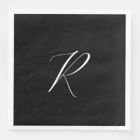 Monogrammes Lettre Rétro Noir Blanc Mariage Initia
