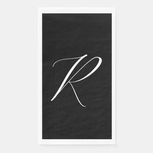 Serviette En Papier Monogrammes Lettre Rétro Noir Blanc Mariage Initia (Devant)