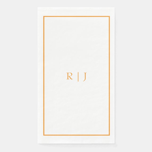 Serviette En Papier Monogrammes Orange Citrouille Mariage Automne (Devant)