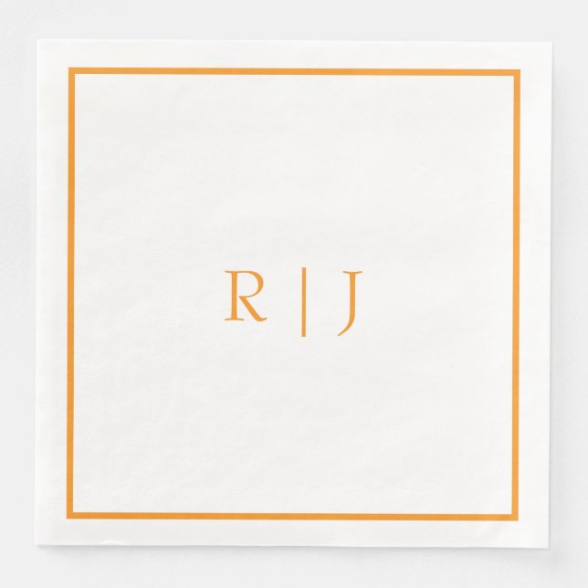 Serviette En Papier Monogrammes Orange Citrouille Mariage Automne (Devant)