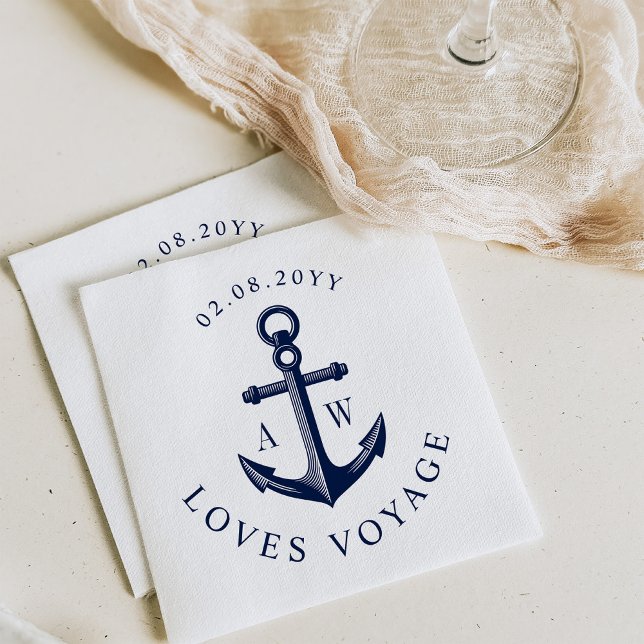 Serviette En Papier Monogrammes personnalisés Ancres nautiques (Créateur téléchargé)