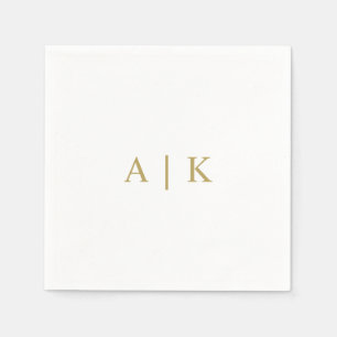 Serviette En Papier Monogrammes personnalisés Napkins Faux Gold