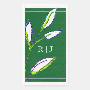 Serviette En Papier Monogrammes Sage Green Feuilles Dusty Blue Mariage