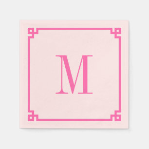 Serviette En Papier Monographie de la bordure de clé grecque rose chau