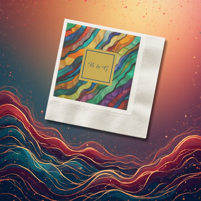 Serviette En Papier Monographie de mariage opulente pour une destinati (Créateur téléchargé)