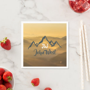 Serviette En Papier Monographie de montagnes personnalisables Gold sun