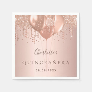 Serviette En Papier Monographie des ballons d'or rose Quinceanera