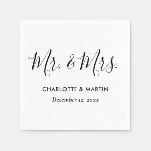 Serviette En Papier Monsieur et Madame Mariage écriture moderne