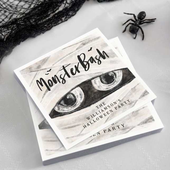 Serviette En Papier Monster Bash Éffrayant Wrapmy Maman Halloween Part (Monster Bash Spooky Wrapped Mummy Halloween Party Napkin)