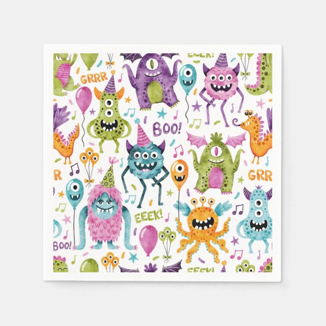 Serviette En Papier Monster Bash Little Monster Fête d'anniversaire (Devant)