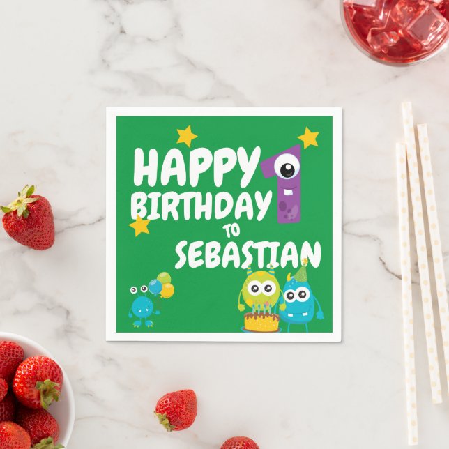 Serviette En Papier Monster Fun Un Anniversaire Anniversaire Personnal (En situation)