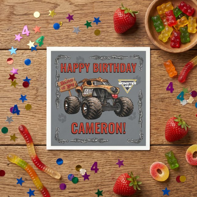 Serviette En Papier Monster Jam - Monster Mutt Anniversaire (Simulated napkin on table)