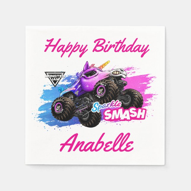 Serviette En Papier Monster Jam - Sparkle Smash Anniversaire (Devant)